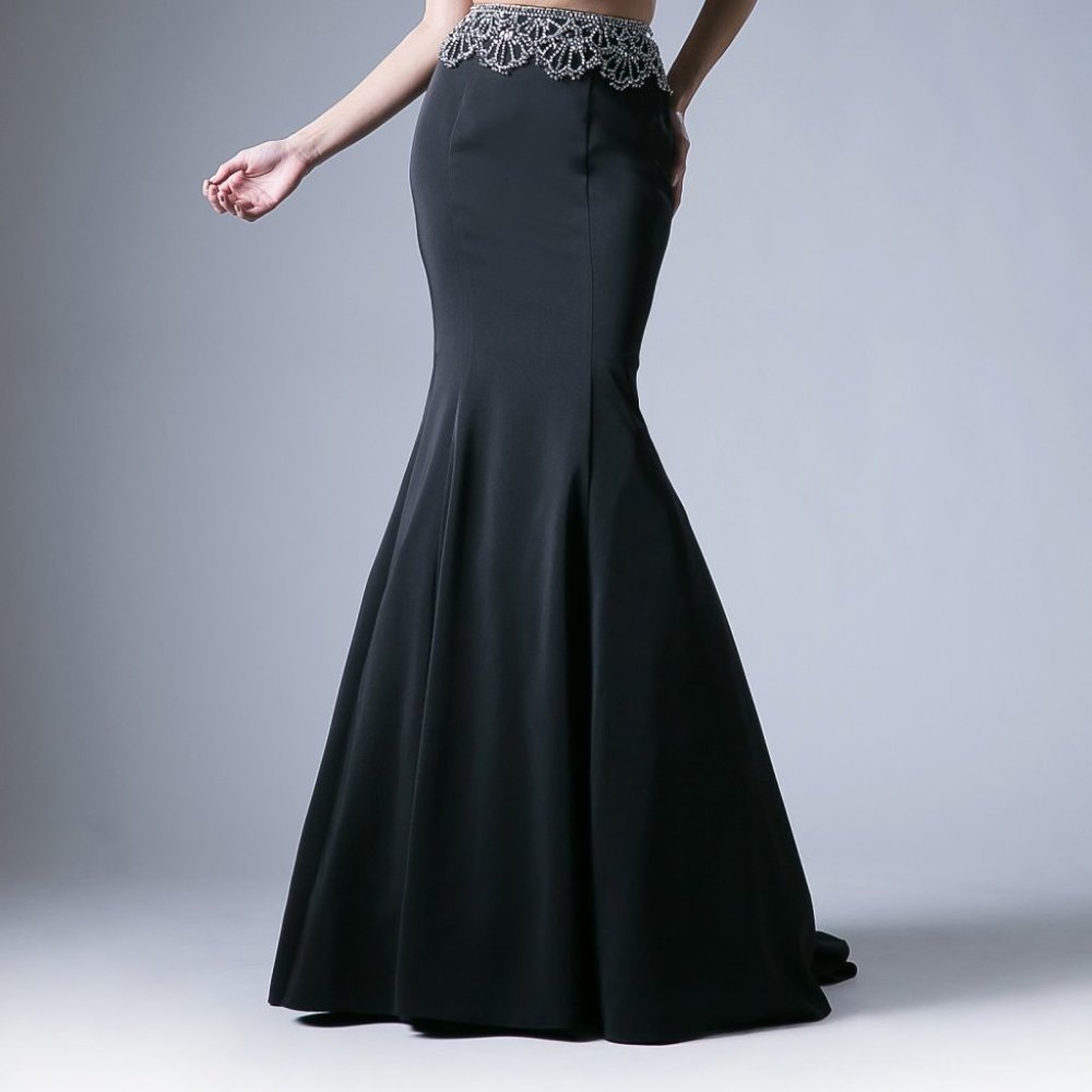 NEW LONG TWO PIECES MERMAID EMBROIDERED DRESS WITH CUTOUT ZIPPER BACK CD 11574 - Picture 5 of 8